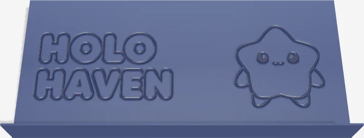 Design-studio render with the wordmark and mascot uploaded as two separate logos placed side by side on the riser, both bold and readable